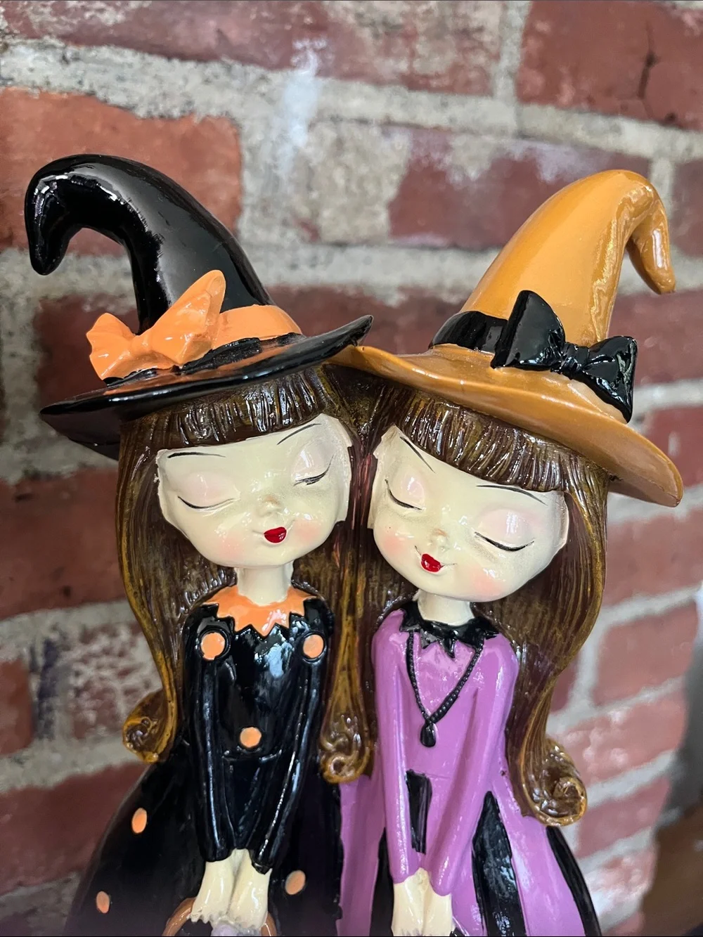 Bella Luxx Black & Purple Witch Pair with Orange Hats